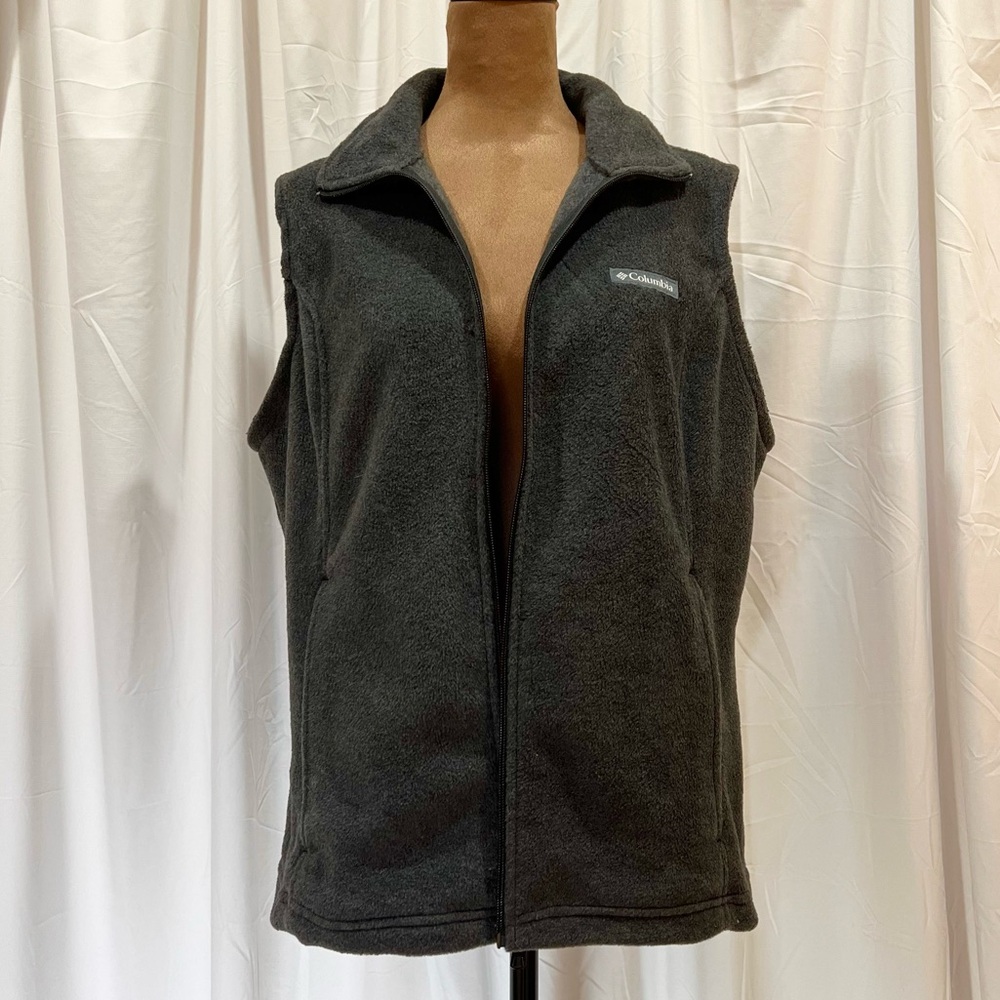 Women's Columbia Zip Front Fleece Vest - Gray - Petite Large